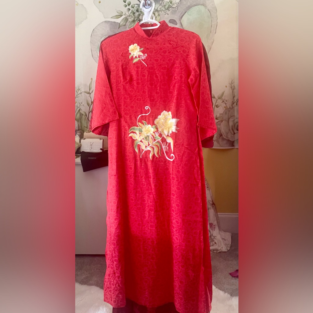 Ao Dai Thai Tuan Cach Tan Suong, New Vietnamese Women Modern Long Dress M 2 Red